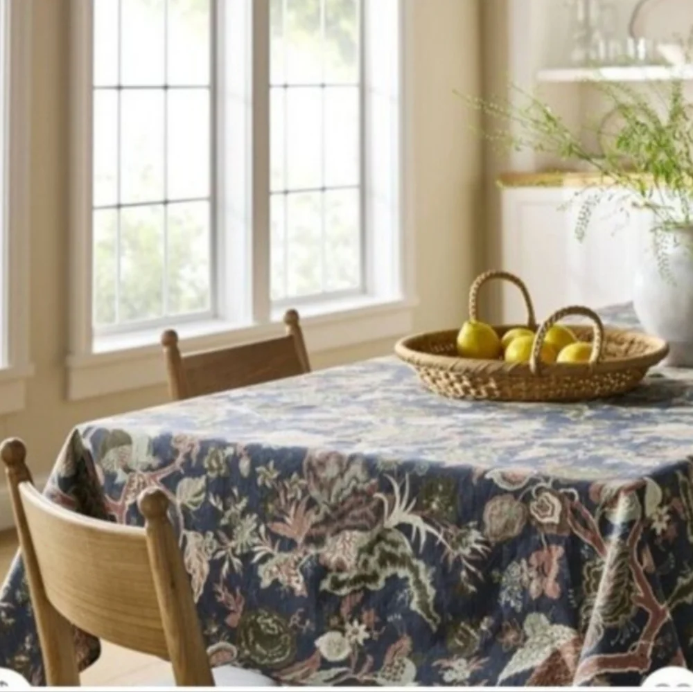 Threshold Studio McGee Table Cloth Blue Floral Plain Weave Cotton 60
